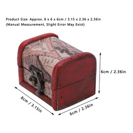 HERCHR 4Pcs Treasure Chest Small,Mini Wooden Treasure Storage Box 3.15×2.36×2.36inch Vintage Metal Lock Jewelry Treasure Chest Jewellery Box for Girls Ladies Women Home Decoration