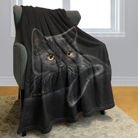 HommomH Black Cat Throw Blanket for Women Girls, Cat Lover Gifts, Soft Fleece Blanket for Sofa Couch Bed, Cozy Home Decor for Bedroom Living Room, 60" x 80"