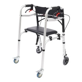 RocoReny Foldable Standard Walkers for Seniors, Height Adjustable Lockable Walker, Medical Walking Mobility Aid, 400lbs Rolling Walker for Adult Bariatric Handicap (4 Wheels)