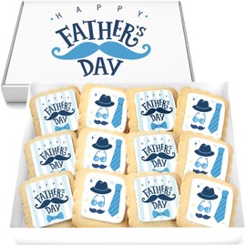 Fathers Day Cookies 12 Pack Party Favors Decorated | INDIVIDUALLY WRAPPED Sugar Cookies | Gift Basket Peanut & Nut Free Bulk