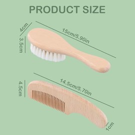 Peine Y Cepillo Bebé Cerdas Naturales Suaves Suavecitas Madera para recién nacidos mini madera cepillo para bebés y juego de peine y suave recién nacido ducha, cabello
