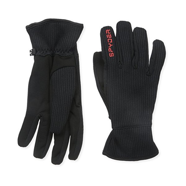 Spyder Men's Core Sweater Conduct Gloves, Medium, Black/Volcano