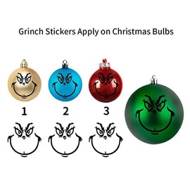 10PCS Christmas Ornament Stickers, Waterproof Christmas Decoration Stickers for Crafts, Christmas Vinyl Stickers, Christmas Window Stickers, Christmas Party Stickers (Black)