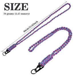 Tibapla Lanyard Neck Strap, Long Lanyard with Carabiner, Paracord Key Ring, Paracord Lanyard, Colourful Lanyard for Keys, ID, Outdoor, Camping, Hiking, Backpack