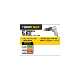 Central Pneumatic 3/8" Reversible Air Drill With Keyed Chuck and Key