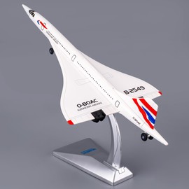 BDTCTK 1/168 Concorde Supersonic Airliner Model Airplane Toys, Zinc Alloy Diecast Toy Cars with Sounds and Lights Vehicles for Kids Boy Girl Gift (White)