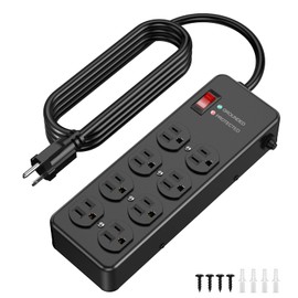 HEZI Magnetic Heavy Duty Power Strip,12 Gauge 6FT Extension Cord,Black