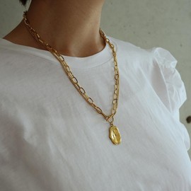 AJIRO ACCESSORY N169 Necklace, Pendant, Double Layer, Lariat Chain, Office, Stylish, Women's, Gift, Present, Daily Gold, Jewelry, Stainless Steel