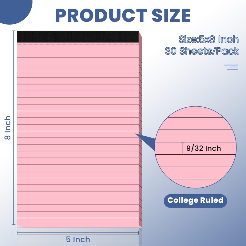 Ciphyfee 5pcs Small Note Pads, Colored Notepads 5x8 College Ruled