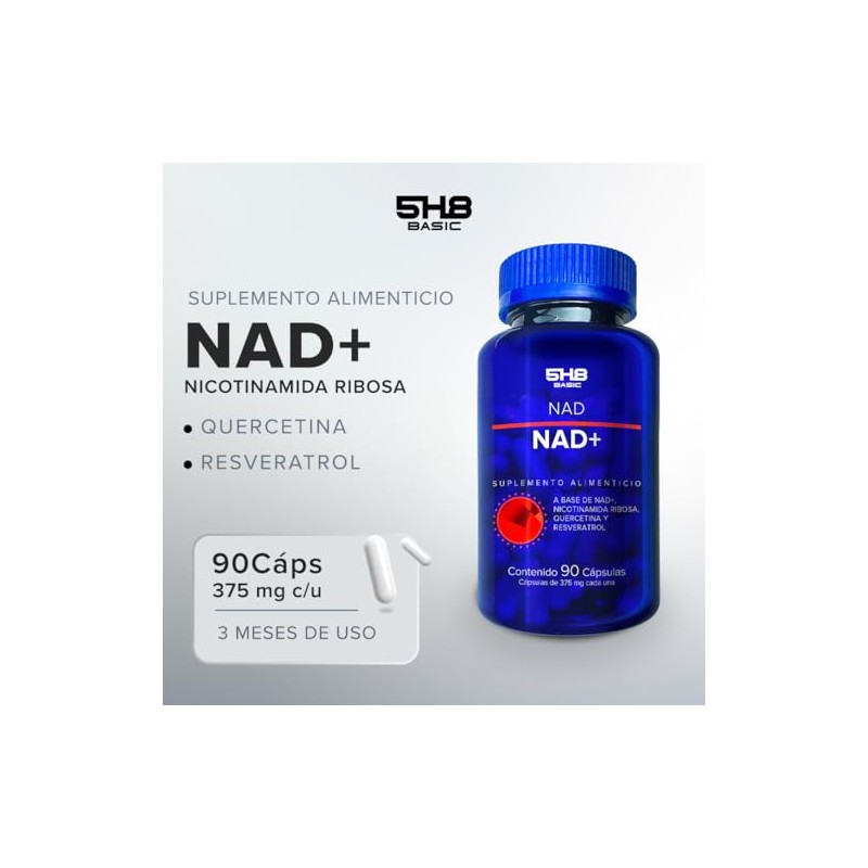 NAD+ Resveratrol Con Nicotinamida Ribosa y Quercetina 5H8 NUTRITION