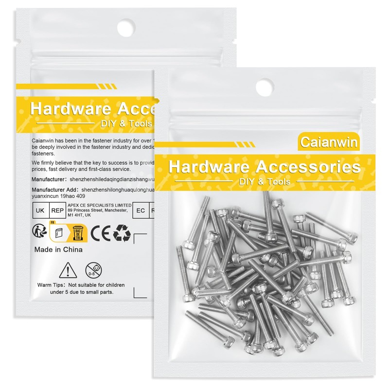 Caianwin M3 Screws 50 Pcs, DIN 912 Stainless（A2 V2A）M3 X