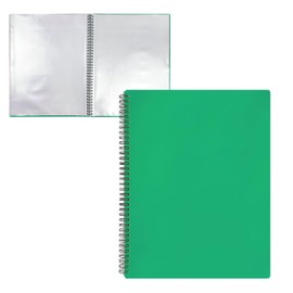 RAYLU PAPER - File Folder with Clear A4 Plastic Sleeves and Durable Opaque Polypropylene Cover Document Folder with Sleeves for School and Office (20 Pockets, Green)