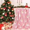JarThenaAMCS Christmas Fuzzy Blanket 60 x 50 Inch Pink Santa