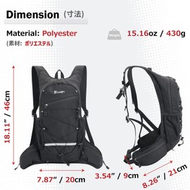 Azarxis Hydration Backpack 18L Waterproof Hiking Pack Lightweight Outdoor Sport Travel Daypack Day Rucksack for Climbing Camping Touring Cycling (Gray - Only Backpack)