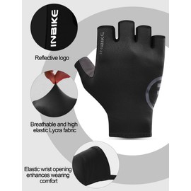 INBIKE Cycling Gloves Men Women Half Finger Summer Road Bike Breathable Cycling Gloves MTB Gloves Short Non-Slip for Cycling Sports Black S