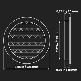 Repa Market 8 Inch (Duct Opening Size) Black Aluminum Gable Vent - Shed Vents with Screen - Round Wall Vent - Outside Vent Covers for House - Ceiling Air Vent Covers, Foundation Vents for Crawl Space