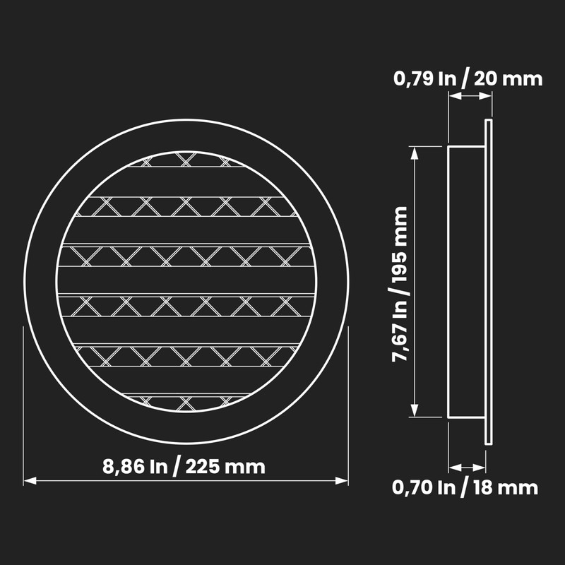 Repa Market 8 Inch (Duct Opening Size) Black Aluminum Gable