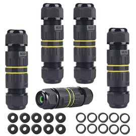 3 Pole Wire Connector Waterproof IP68 External Electrical Junction Box,M20 for Ø5-12mm Wire Range(AC 450V, 24A),2 Way 3Pin,Use for Outdoor Billboards,Tunnel Lights,Road Landscape Lights.5Pack,Black.