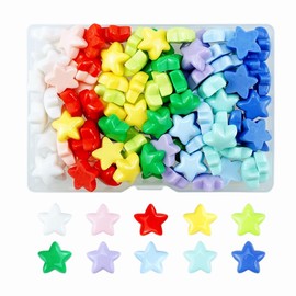 FAZHBARY 100 PCS Colorful Resin Stars Flatback No Holes Plastic Mini Star Bulk Resin Embellishments for Crafts Accessories