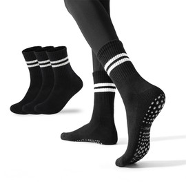 Flydo 3 Pack Pilates Socks with Grips for Women Grip Socks Yoga Non Slip Socks for Barre, Pure Ballet,Dance Workout