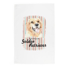 Purely Home Golden Retriever Tea Towel - This House Belongs to the Dog - Panama Cotton Kitchen Dish Towel/Drying Cloth - 67cm x 45cm - Gift for Dog Lovers