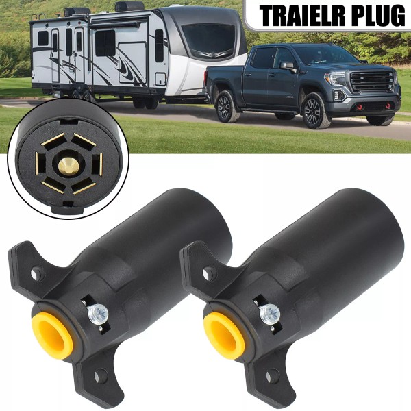 Unbranded 2 PCS 7 Way Round Trailer Light Plug Connector