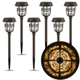 XMCOSY+ Solar Outdoor Lights, ‎2 Lighting Modes RGBW LED Solar Garden Lights, Solar Pathway Lights, IP65 Waterproof Solar Powered for Yard Patio Walkway Driveway (6 Pack, Warm White & RGB)