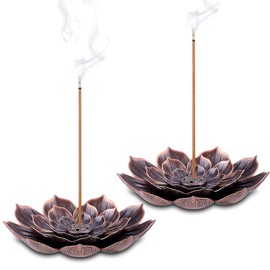 Lotus Ash Catcher Incense Stick Holder Black 2 Pieces Incense Container Set Incense Burner Plate with Removable Ash Catcher Lotus Incense Burner for Yoga Tea House