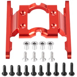 QUE-T Aluminum Alloy Transmission Mount Frame Chassis Base Plate for 1:18 FMS LC80 FCX18 FCX24 RC Crawler (Red)