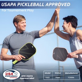 TOGRA TOGRA Pickleball Paddles Set of 2, USAPA Approved Carbon Fiber Pickleball Set, Lightweight Graphite Pickleball Rackets with 4 Pickleball Balls, 1 Pickleball Bag, Pickle Ball Paddle for Men Women