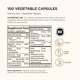 Solgar Vitamin B-Complex 50 High Potency - Supports Mental Performance - Reduces Tiredness & Fatigue - Vegan - 100 Vegetable Capsules