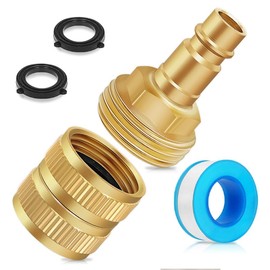 Langina RV Spray Port Hose Quick Connect, Lead-Free Brass RV Spray Away Port Quick Connector, 3/4" Female to Female Swivel Hose Adapter, 1/2" to 3/4" Quick Connect for RV Exterior Shower Faucet