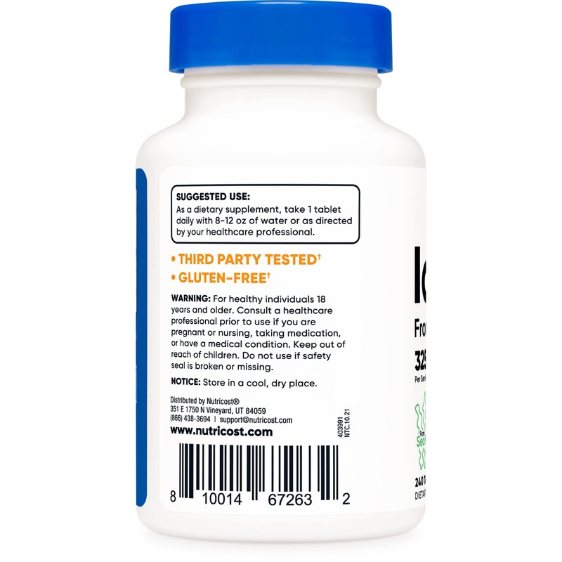 Nutricost Iodine (Natural Iodine from Sea Kelp) 325mcg, 240 Tablets
