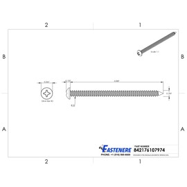 #10 x 3 Pan Head Sheet Metal Screws, Stainless Steel 18-8, Full Thread, Bright Finish, Self-Tapping, Quantity 250 by Fastenere