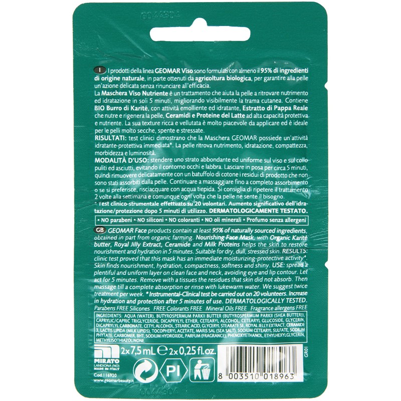 GEOMAR Nutritive Royal Jelly Face Mask 2 x 7.5 ml