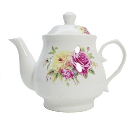 European Style Porcelain Teapot, Coffee Tea Water Pot Vintage Ceramic Kettle (28oz)