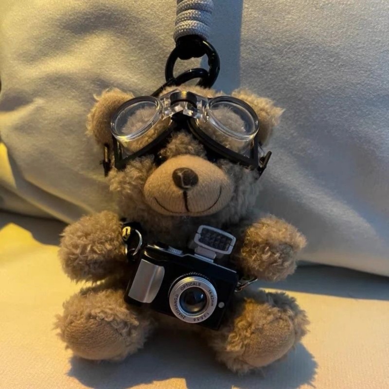 Cute Flash Camera Bear Plush Doll Bag Pendant - Creative