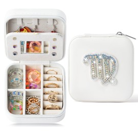 K1tpde Zodiac Travel Jewelry Case for Women, Small Organizer Box for Ring Earring Pendant Necklace Bracelet, Birthday Gifts for Mom, Lover, Virgo