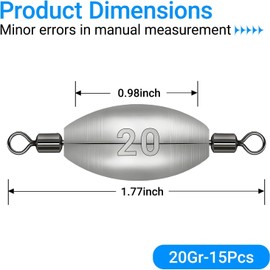 Inline Trolling Weights with Swivel Anti-Twist Egg Sinker Design