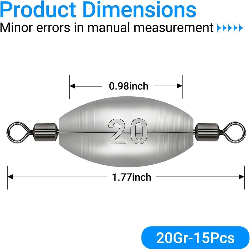 Inline Trolling Weights with Swivel Anti-Twist Egg Sinker Design