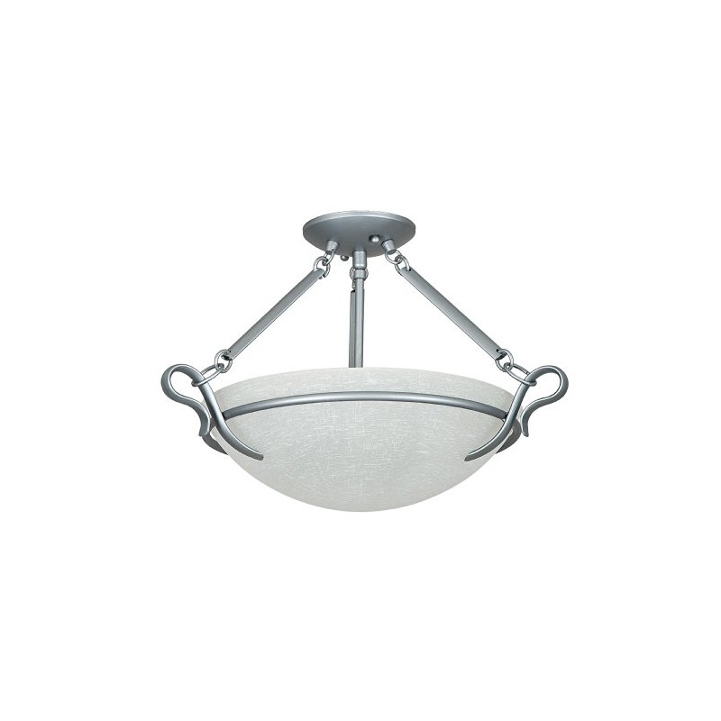 Sunset Lighting F5486-53 Semi Flush Mount with Linen Glass, Satin