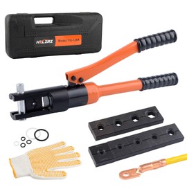 HZLZRZ Hydraulic Crimping Tool 12 Tons, Range 8AWG-4/0AWG(250MCM), Hydraulic Cable Lug Crimper with Standard US 9 Pairs of Dies for Hydraulic Wire Battery Cable Electrical Terminal Crimping Tool