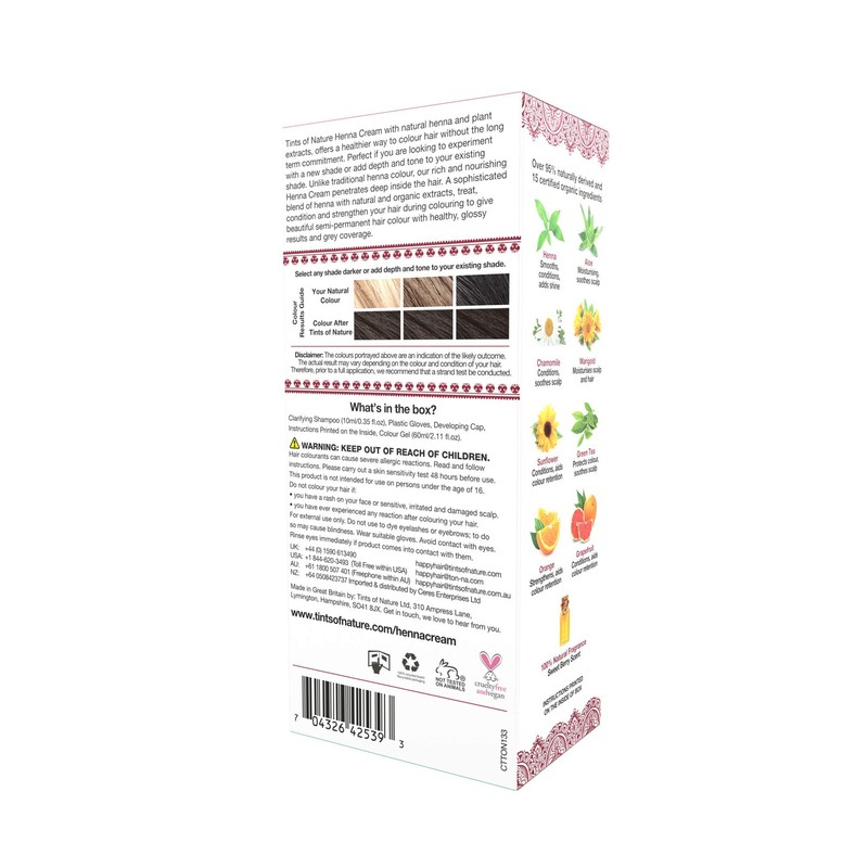 Tints of Nature Light Brown Semi-Permanent Henna Cream Hair Colour