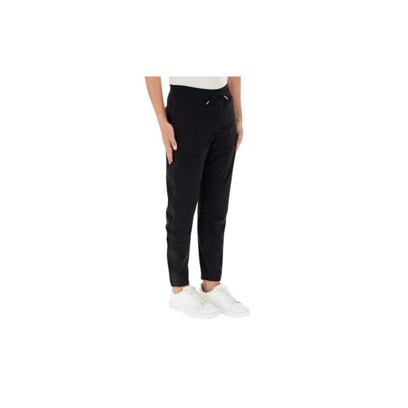 Armani Exchange Men's The Grid, Sustainable, Logo Tape Sweatpants, black