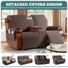 Ruaozz Waterproof Loveseat Recliner Cover with Console Non-Slip Reclining Couch