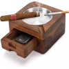 Cigar Ashtray, Wooden Ashtray, Square Ashtray 4 Slots Cigar Holder