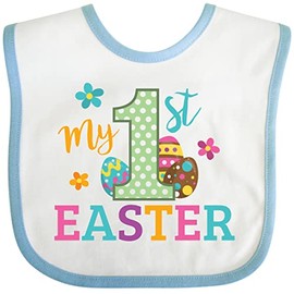 inktastic My 1st Easter Baby Bib White and Blue 28022