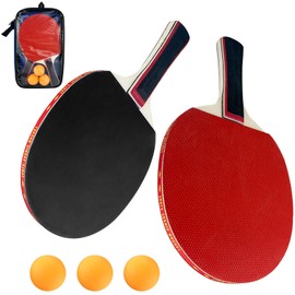 Gentpovth Tischtennisschläger Set mit 2 Schlägern, 3 matten Tischtennisbällen und 1 Tragetasche, Premium Tischtennisschlaeger, Profiqualität für Freizeit,Training, Kinder,Erwachsene (Drinnen,Draußen)