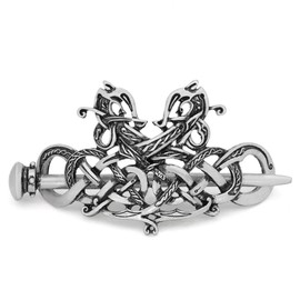 Norse Double Dragon Hair Stick Womens Viking Knotwork Bun Holder Cage Qty 1 One Size Fantasy Forge Jewelry
