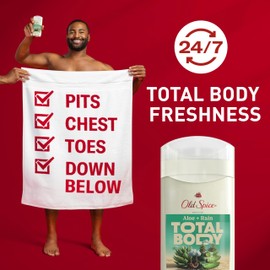 Old Spice Whole Body Deodorant for Men, Total Body Deodorant, Aloe + Rain, Aluminum Free Deodorant Stick for 24/7 Freshness // Dermatologist Tested Whole Body Deodorant, 3.0 oz